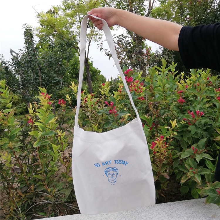 Túi Đeo Vai Vải Canvas In Hình Đầu Thạch Cao Kiểu Hàn Quốc Thời Trang Cho Nữ