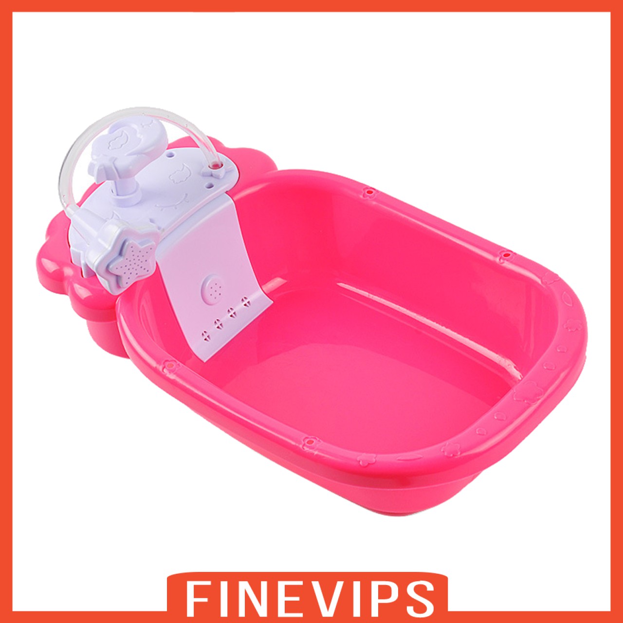 [FINEVIPS] Doll Bath Play Tub with Shower Pretend Play Infant Baby Kids Doll Toy Bathtub