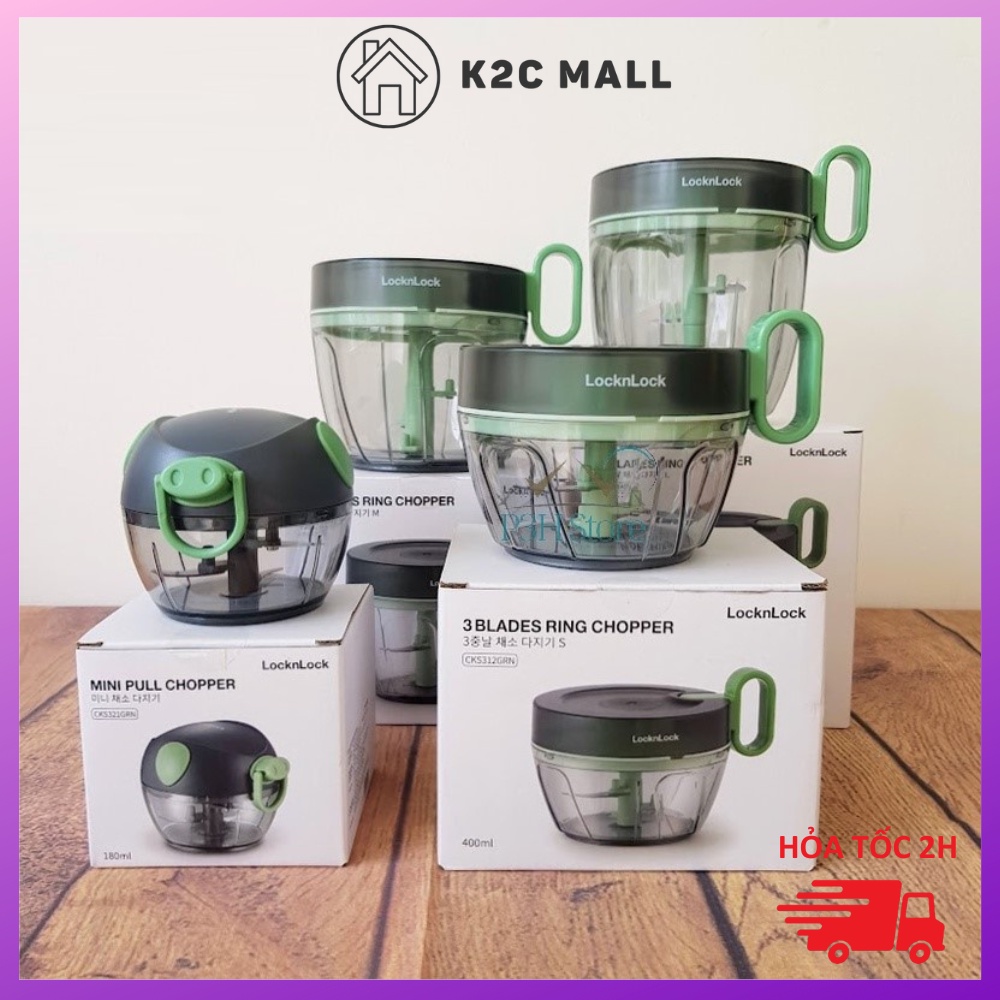 Dụng Cụ Xay Nhỏ Thực Phẩm Lock&Lock Xay Tỏi Ớt Ring Pull Chopper CKS321GRN, CKS312GRN, CKS313GRN, CKS314GRN - K2C Mall
