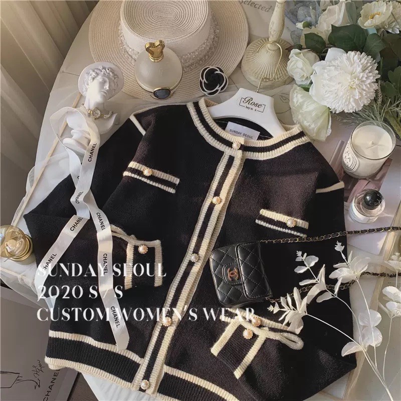 Áo khoác cardigan len cúc ngọc phong cách coco Sunday Seoul | BigBuy360 - bigbuy360.vn