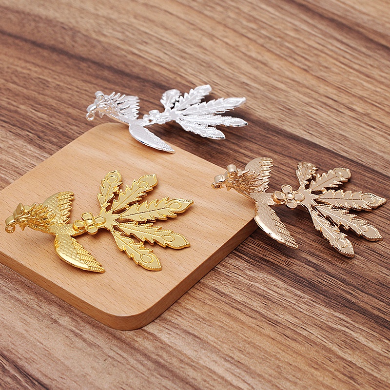 Phiến đúc họa tiết phượng hoàng sơn màu men điểm thúy 68*68mm nguyên liệu làm trâm làm trang sức cổ trang có màu KC