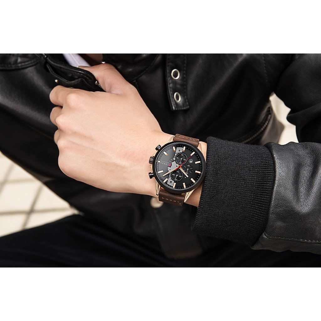 Đồng hồ Quartz Curren 8325l chống thấm nước dây đeo da thời trang tinh tế