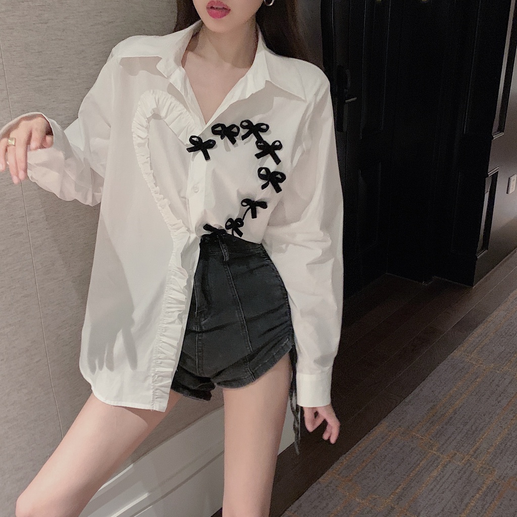 Áo sơ mi SUXI dài tay thiết kế mới theo phong cách Hàn Quốc thời trang mùa thu