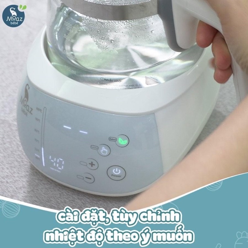 Bình đun nước pha sữa MOAZ BÉBÉ MB002, 1L Pha Sữa / Trà / Cafe, Khử Clo, Duy Trì Nhiệt Độ 24h