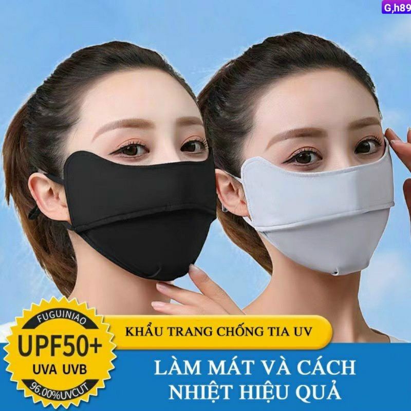 Khẩu trang chống nắng, tia UV 3 chiều bằng vải lụa mát thoáng khí, chống nắng, chống bụi upf 50+, Unisex