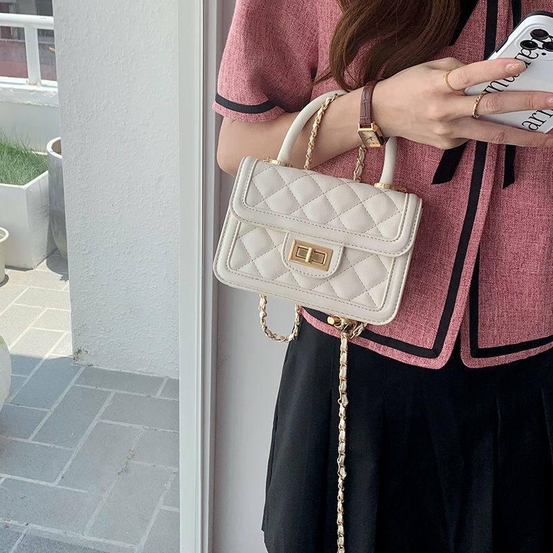 Túi Đeo Chéo Hình Vuông Nhỏ Có Khóa Thời Trang Cho Nữ