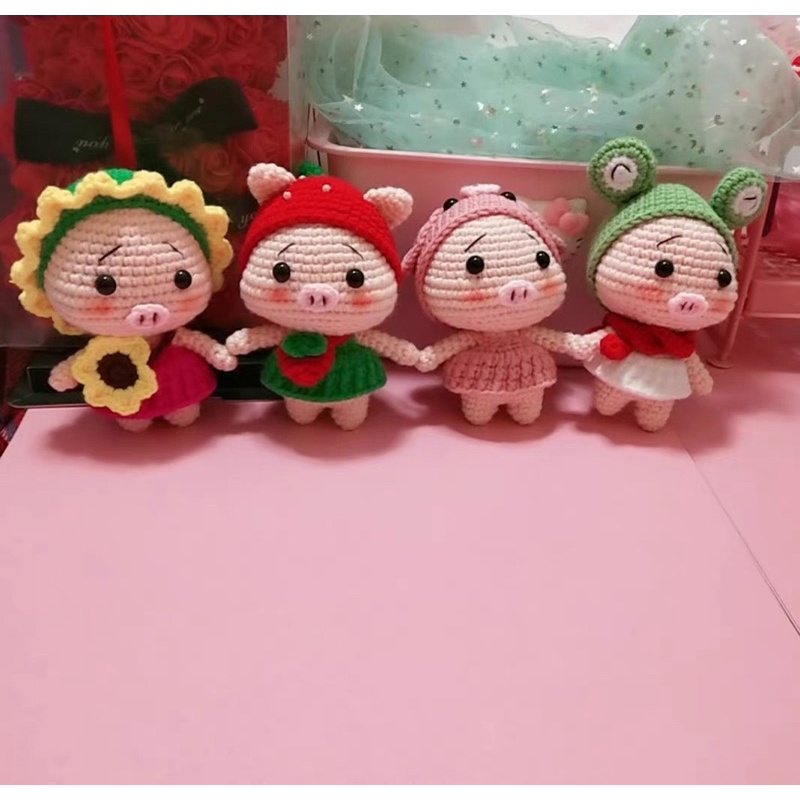 DIY Gói Nguyên Liệu Móc Len Gia Đình Heo  Dễ Thương- Quà Tặng Handmade Tự Làm Ý Nghĩa [Có hướng dẫn]