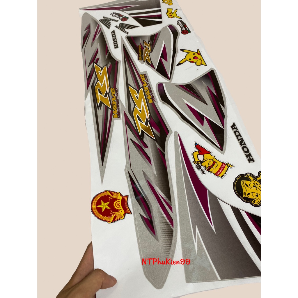 Tem Wave RS Ghép Crom lên cho 50cc -100 - 110 Siêu Đẹp - Màu Tím