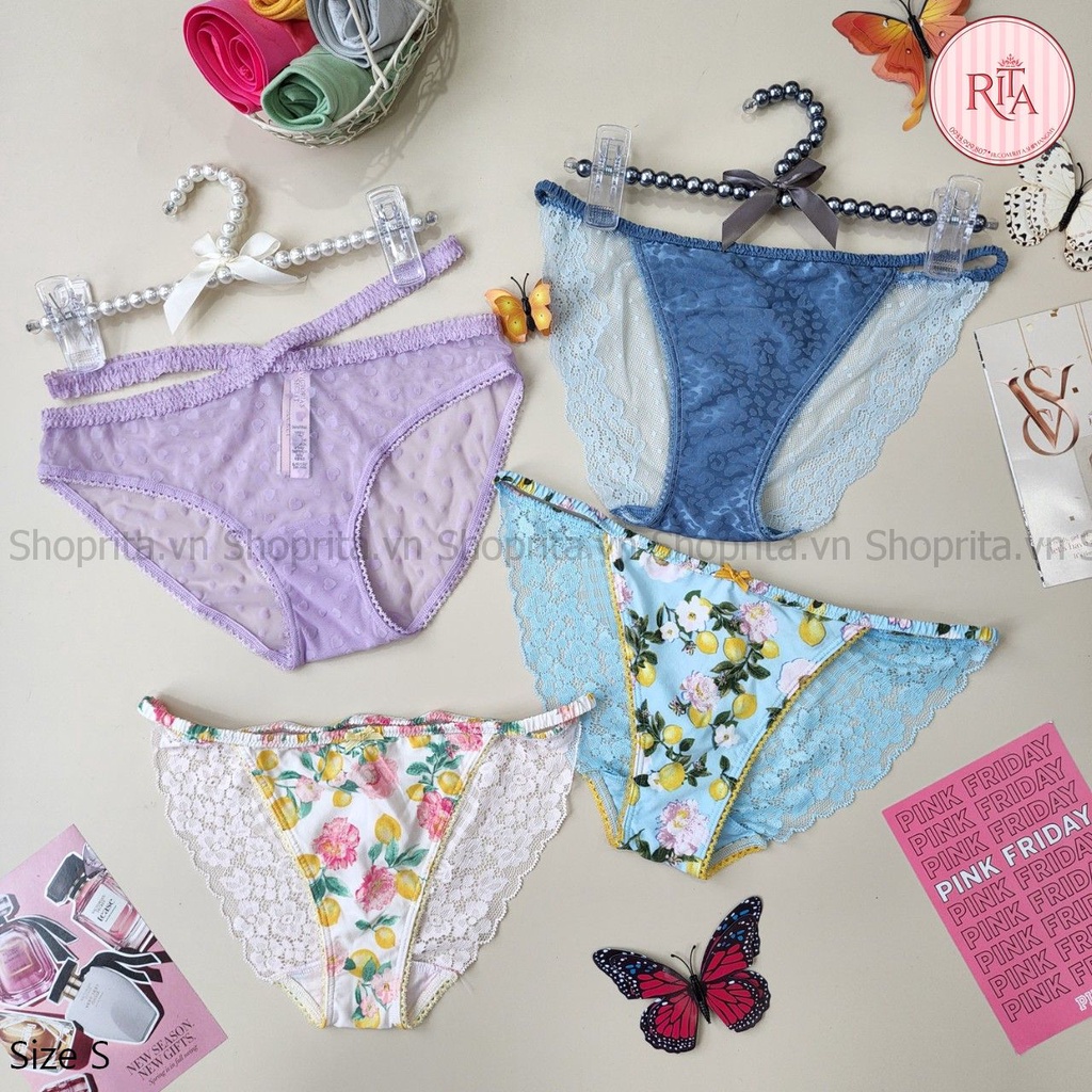 Size S  Quần lót Victoria Secret chính hãng ren nguyên mông, săn sale giá rẻ