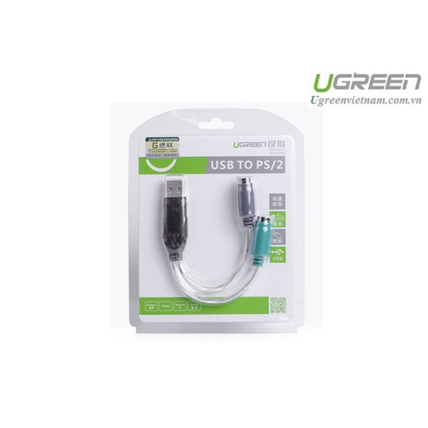 Cáp chuyển đổi USB 2.0 sang 2 cổng PS/2 cho bàn phím chuột Ugreen 20219 Chính hãng