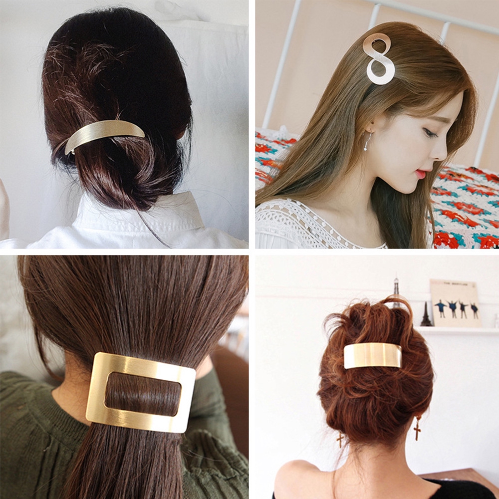 Kẹp tóc kim loại kiểu dáng hình học thời trang độc đáo