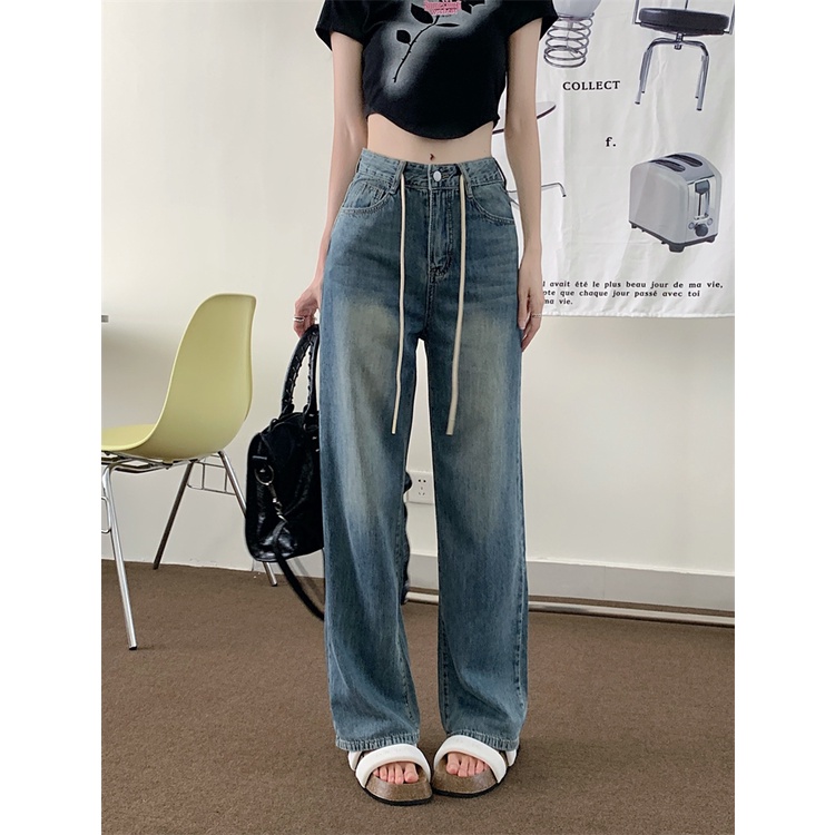 QKOOLE  Quần Jean Ống Đứng Lưng Cao Thời Trang Hàn Quốc Cho Nữ quần jean nữ ống đứng lưng cao