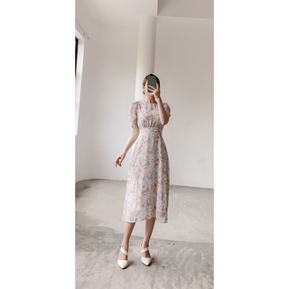 Váy tay lỡ nhún cổ tròn