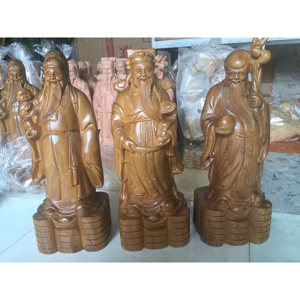 Phúc Lộc Thọ Gỗ Bách Xanh 30x12x12 Sản Phẩm Tâm Linh Việt