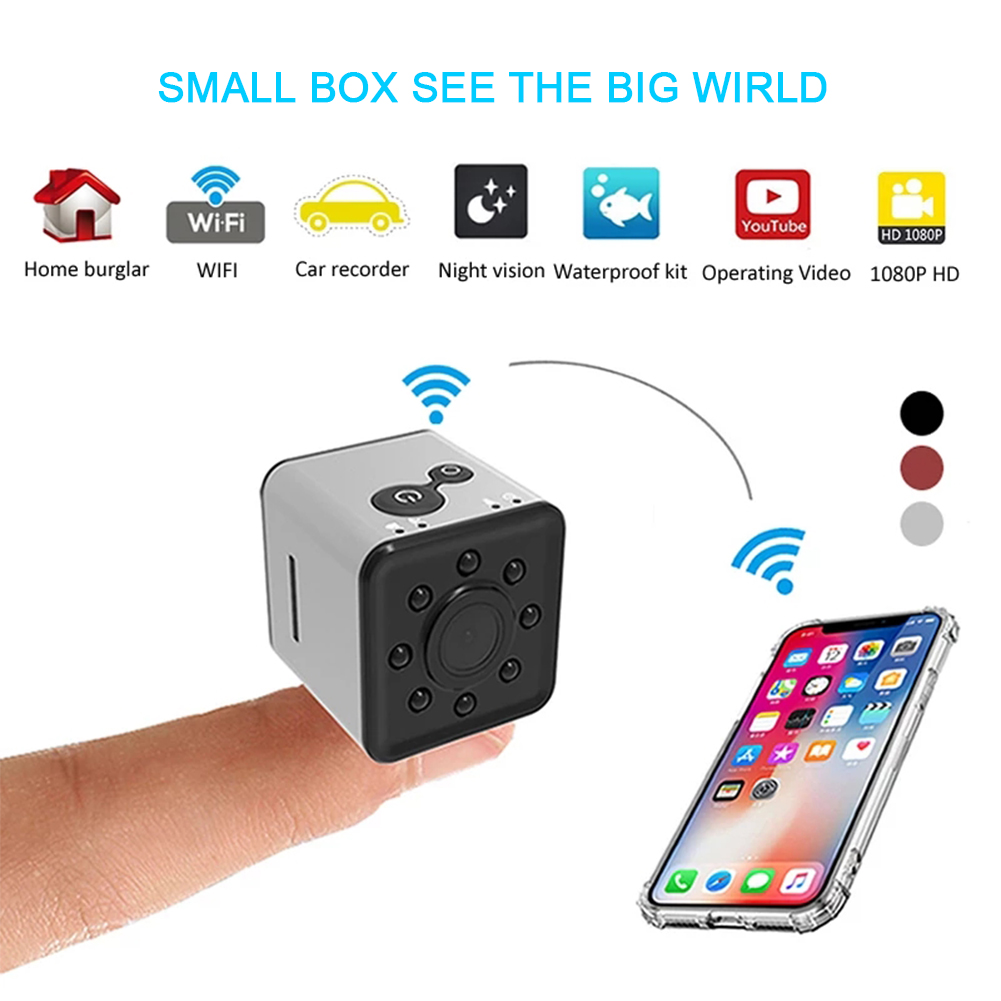 Máy ảnh mini wifi SQ13 Máy quay video chống nước Full HD 1080P Tầm nhìn ban đêm Máy quay góc rộng Micro