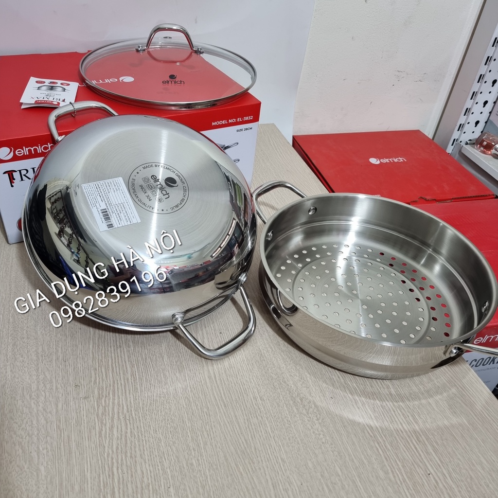 Nồi Chảo Hấp Inox Elmich Trimax Czech 3832 28cm