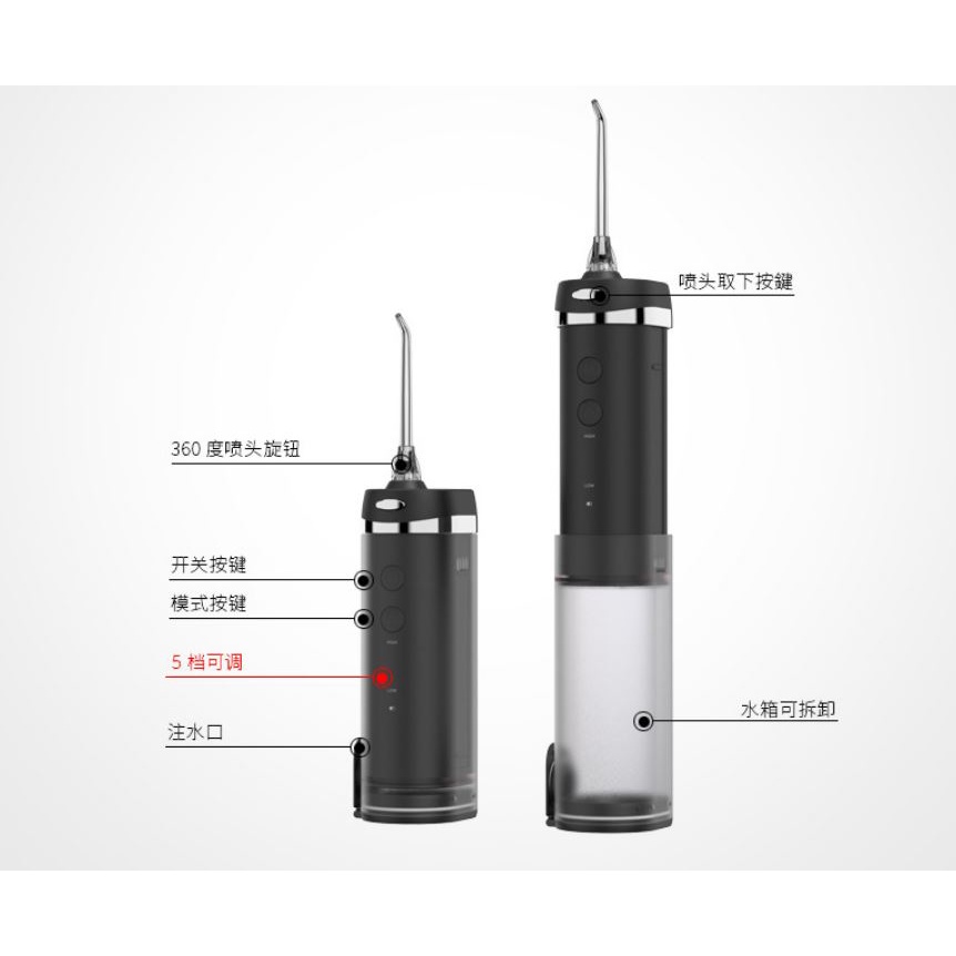 Máy tăm nước cầm tay FOGEN FG04W mini kèm củ sạc, hộp đựng đầu xịt và túi vải cao cấp