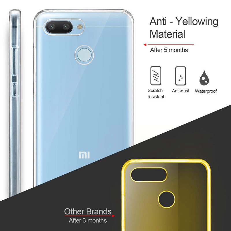 Ốp điện thoại trong suốt bảo vệ 360 độ cho Xiaomi Redmi 9 8 8A 7 7A 6 6A 5 Plus 4X 5Plus