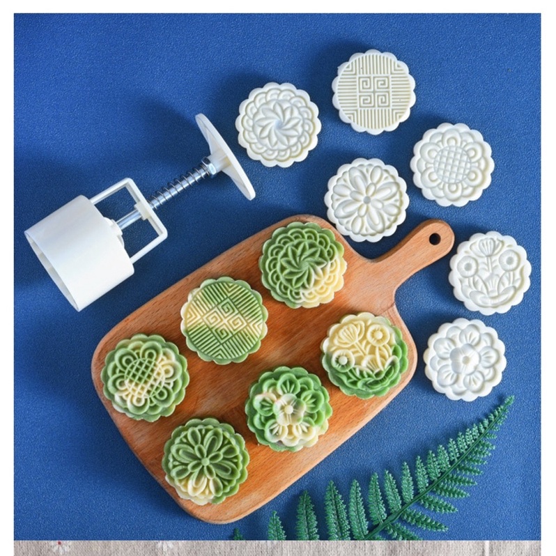 [Hàng mới về] Khuôn trung thu lò xo 6 mặt hoa 75g