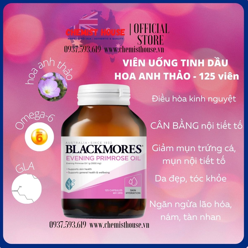 [Mã COSDAY - 50k đơn 250k] [Hàng Chuẩn ÚC] Blackmores Evening Primrose Oil - Viên uống tinh dầu hoa anh thảo 125 viên