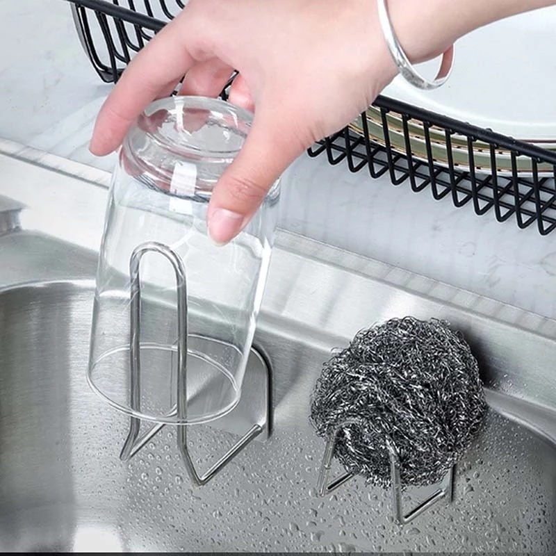 Giá Đỡ Bọt Biển Bằng Thép Không Gỉ Gắn Bồn Rửa Đa Năng Tiện Dụng