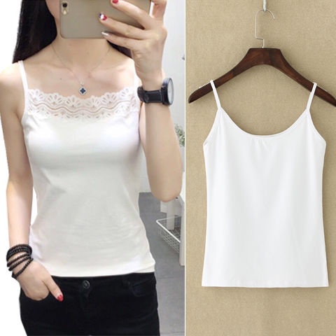 Vest Women's Black and White Student Outer Wear Cotton All-Match Top1-2Women's Underwear Blouse Small Sling Underwear
