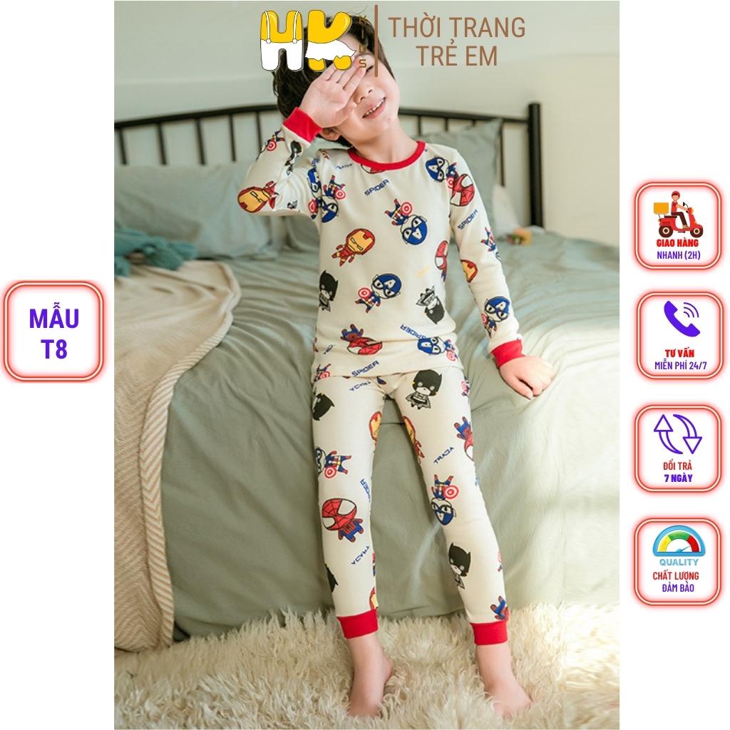 Bộ quần áo cho bé trai HK KIDS dài tay đông xuân chất cotton dày dặn size cho bé từ 2-10 tuổi hàng chính hãng