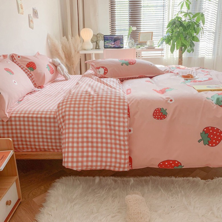 Bộ cotton poly, set cottong poly Dâu Tây nhập khẩu