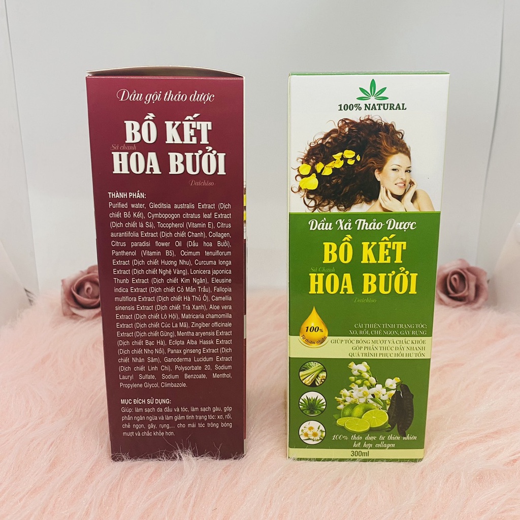 Cặp dầu gội và dầu xả thảo dược thành phần thiên nhiên, mùi thơm dễ chịu, cho mái tóc khỏe bồng bềnh