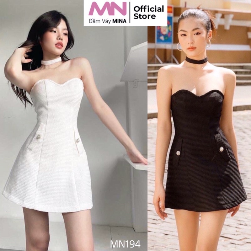 Đầm cúp ngực ôm body màu trắng MINA vải Waffle xốp tổ ong quyến rũ xinh đẹp phù hợp dự tiệc đi chơi hẹn hò - MN194