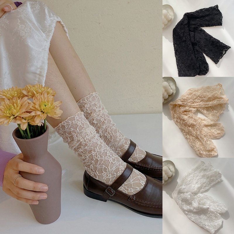 Tất lưới phối ren nhìn xuyên qua kiêu dài dáng rộng phong cách lolita thời trang Hàn Quốc mùa hè dành cho nữ