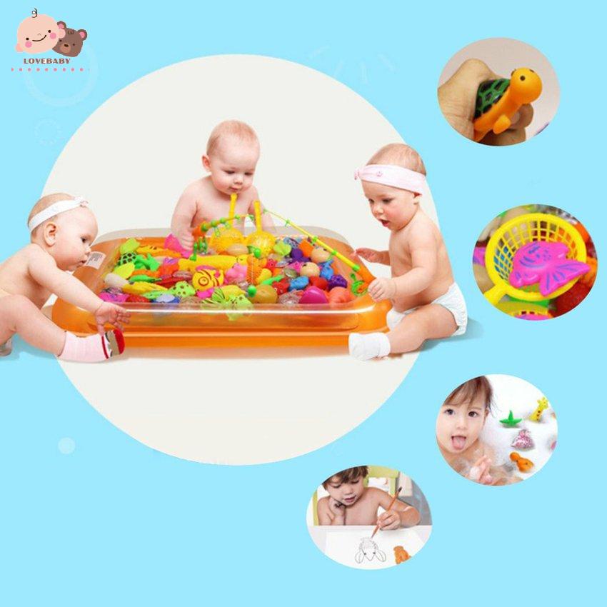 15pcs Kids Fishing Game Set Cartoon Magnetic Fishing Toy Pool Toy Water Toy