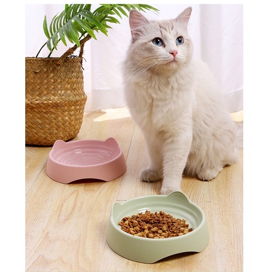 Bát ăn đơn hình tai mèo đáng yêu cho chó mèo chứa được nhiều thức ăn vững chắc loại dày-Thaivucattery