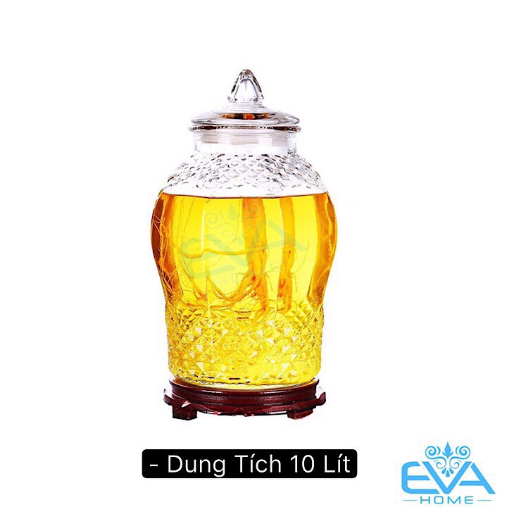 Bình Ngâm Thủy Tinh 10 Lít Dáng Chum Hoạ Tiết Kim Cương 8833 - 10L