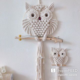 Cú mèo trang trí cú mèo macrame handmade