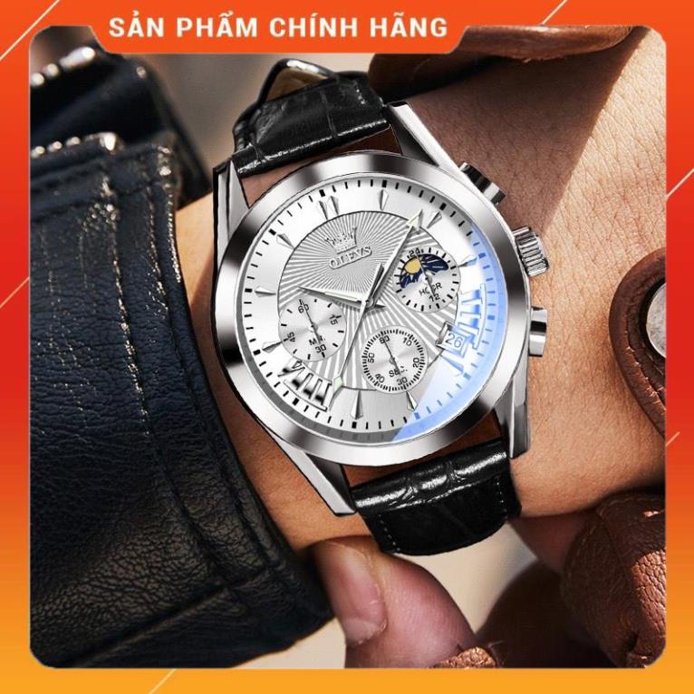 Đồng hồ nam chính hãng OLEVS 2876 dây da bò  Chống thấm nước sâu  hiệu ứng phát sáng
