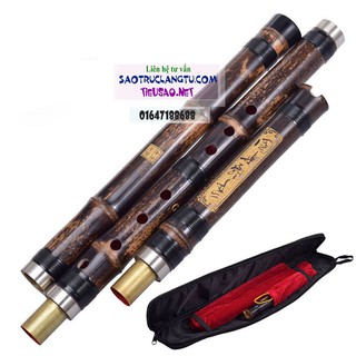 Động Tiêu 3 khúc - Tiêu trúc tím Sơn Lòng Cao cấp - Tiêu Bát Khổng khớp nối