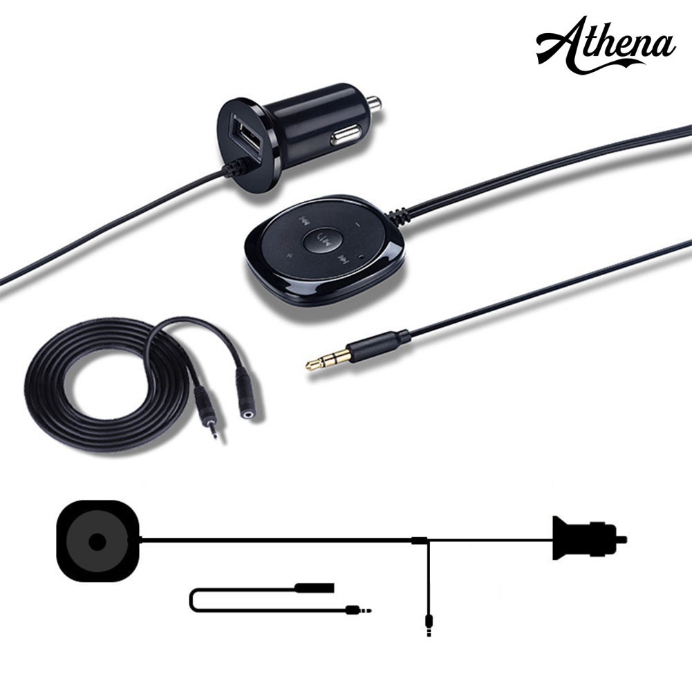 Athena ✨ Wireless Bluetooth Car 3.5mm AUX Adapter Music Receiver + Car Charger loa bluetooth