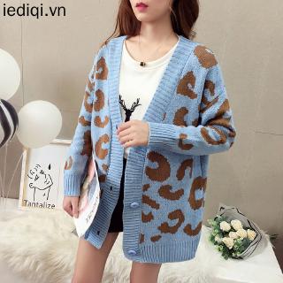 Áo khoác Cardigan họa tiết da báo thời trang cho nữ