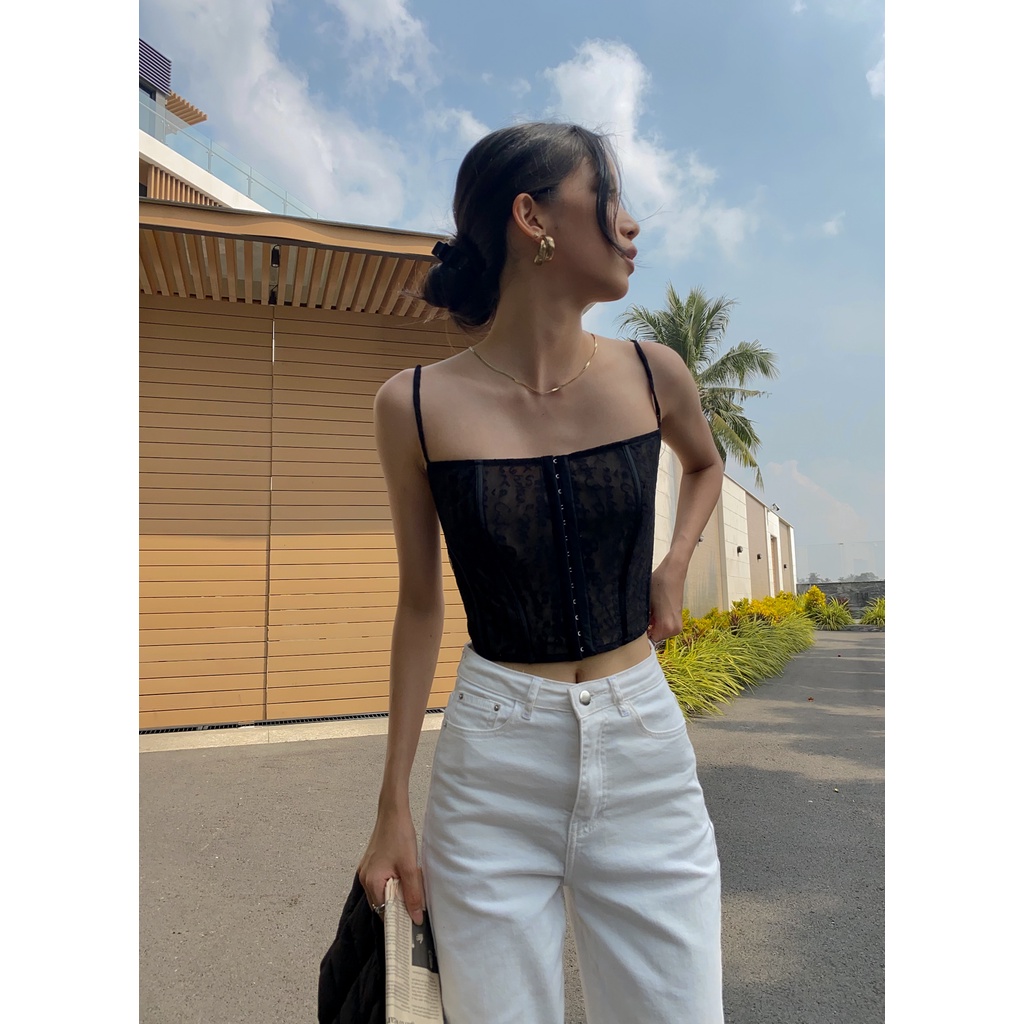 Rennie Top - Áo croptop ren hai  với viền thun co dãn phía sau - THIẾT KẾ BỞI IAMCOCO.OFFICIAL