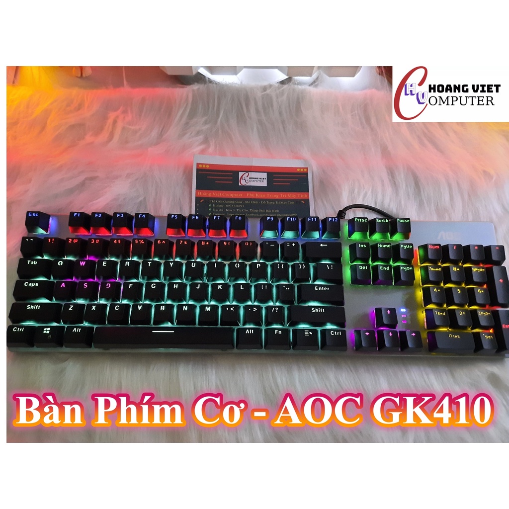 Bàn phím cơ AOC GK410 , phím cơ led Rainbow rất đẹp - Hàng chính hãng AOC
