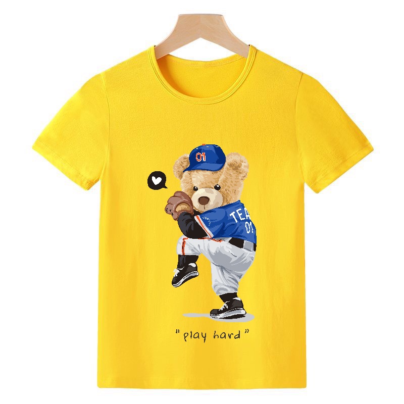 áo thun bé gái in hình gấu dễ thương mẹ và bé G03 co giản 4 chiều