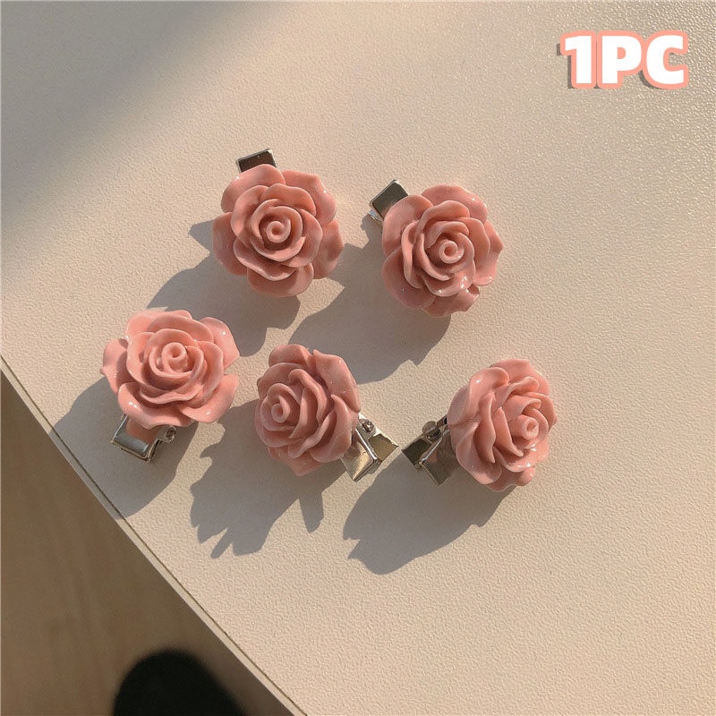 Kẹp Tóc Đính Nơ Trái Tim / Hoa / Trái Tim Màu Hồng Dễ Thương Cho Nữ