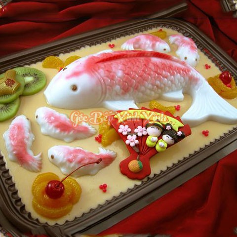 Khuôn nhựa lam thạch, rau câu, khuôn xôi hình cá Koi