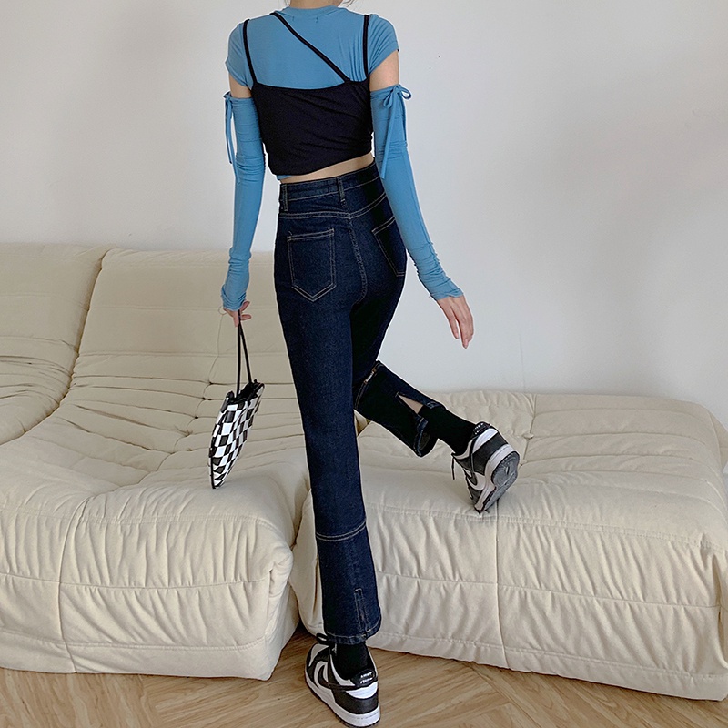 Quần jean 46320 ống đứng lưng cao thời trang cho nữ