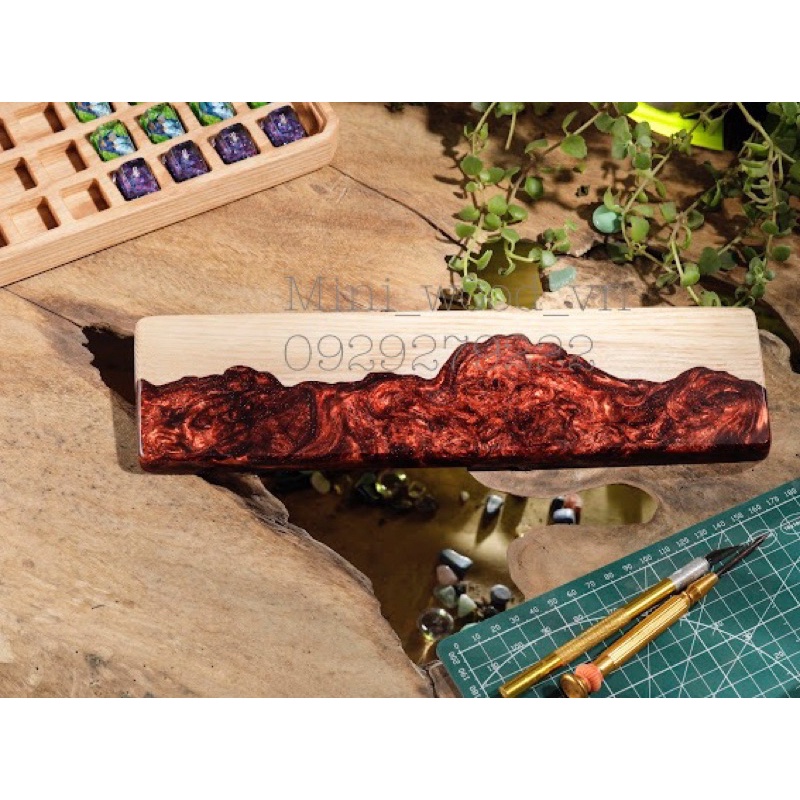 Kê tay bàn phím Gỗ + Resin.Wrist Rest Resin Epoxy
