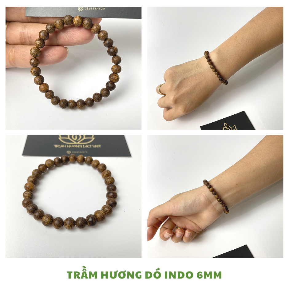 Vòng Tay Trầm Hương Dó Dây INDO Hạt Tròn cho Nam và Nữ Đủ Size | Tông Trầm VIP Đẳng Cấp - Hương Trầm Nồng Mạnh Vĩnh Viễn