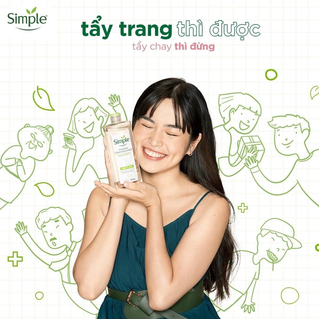 Nước Tẩy Trang Simple Micellar Cleansing Water-NHẸ DỊU DÀNH CHO DA NHẠY CẢM,Nước tẩy trang Simple, Róse Cosmestics