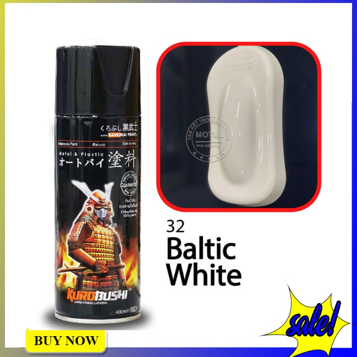 Sơn xịt màu trắng baltic Samurai 32 hàng chính hãng