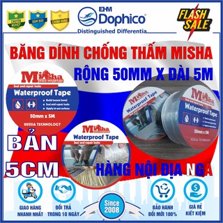(5cm x 5M) Băng dính chống thấm Misha – Băng kéo chống thấm dột – Bịt rò rỉ ống nước – Sản phẩm nội địa Nga